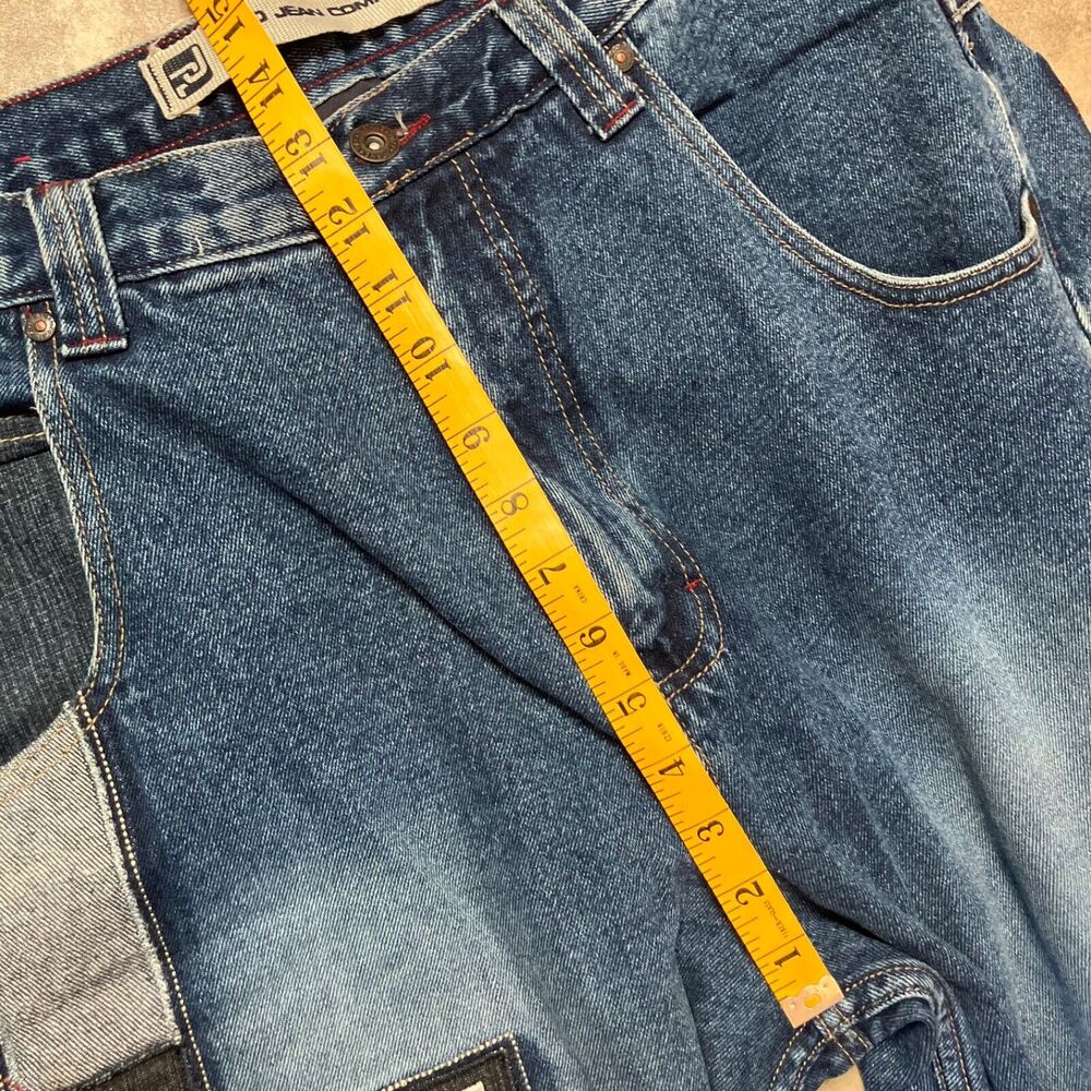 PACO Jeans Mens 36x33 Blue Spellout Patch Wide Leg Baggy Skate Y2K Denim - Picture 3 of 9